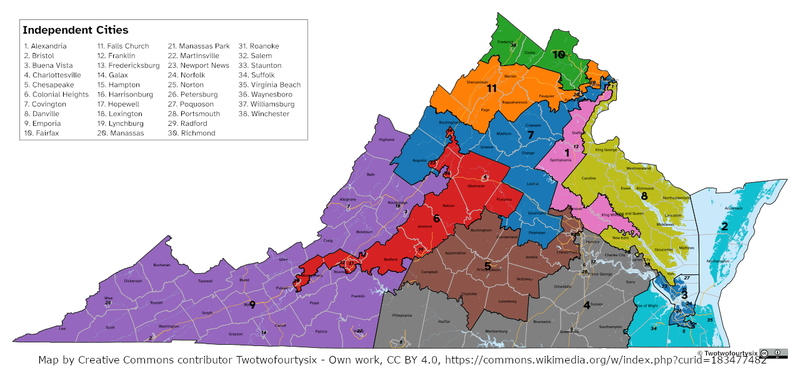 Virginia Redistricting Map by Wikimedia contributor Twotwofourtysix - Own work, CC BY 4.0, https://commons.wikimedia.org/w/index.php?curid=183477482