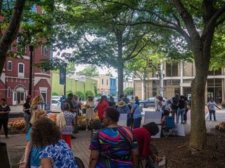 Gathering at Good Trouble event