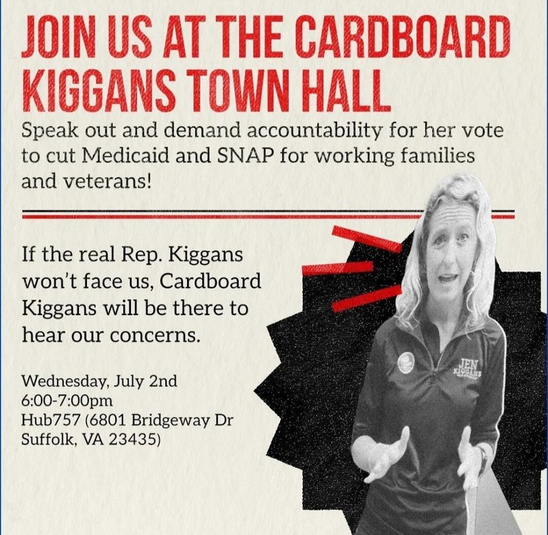 Mostly text, with a b&w photo of Jen Kiggans.  Text is included in this post