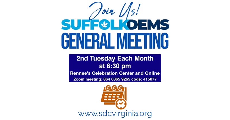 The Suffolk Democratic Committee meets at 6:30 on the Second Tuesday of Each Month