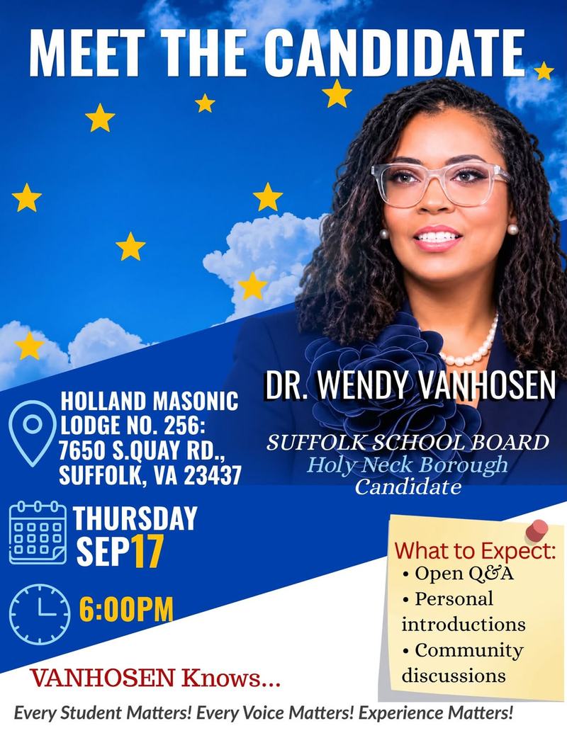Poster for Wendy VanHosen Meet & Greet Holland Masonic Lodge September 17th 6:00.  Details are in this article